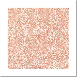 Brain Coral Squiggles Abstractions - Coral Orange Posters and Art